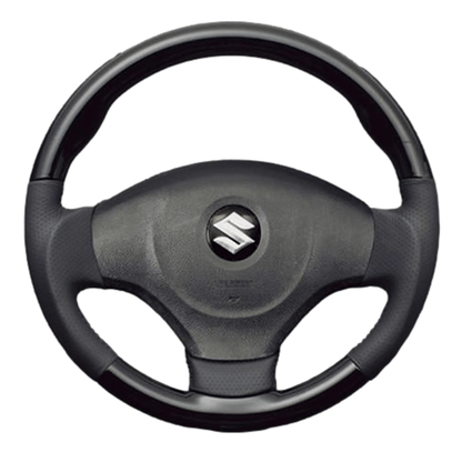 (ピアノブラック×ダークグレー) ガングリップ ウッド×パンチング 本皮調 レザーステアリング パレット / パレットSW MK21S系 FEGGARI LS48-004