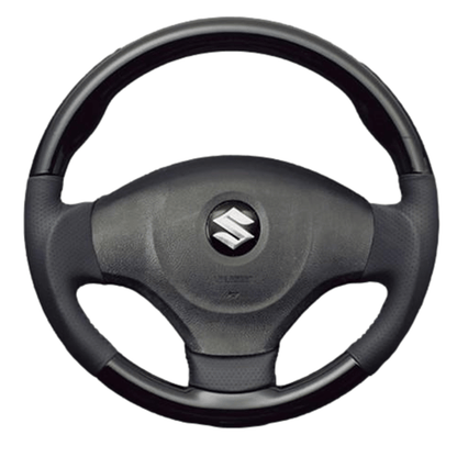 (ピアノブラック×ダークグレー) ガングリップ ウッド×パンチング 本皮調 レザーステアリング ワゴンR / ワゴンRスティングレー MH23 FEGGARI LS48-005