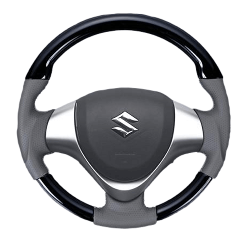 (ピアノブラック×ベージュ) ガングリップ ウッド×パンチング 本皮調 レザーステアリング ワゴンR / ワゴンRスティングレー MH34/44系 FEGGARI LSEV-WPS-004