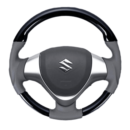 (ピアノブラック×ベージュ) ガングリップ ウッド×パンチング 本皮調 レザーステアリング ワゴンR / ワゴンRスティングレー MH34/44系 FEGGARI LSEV-WPS-004