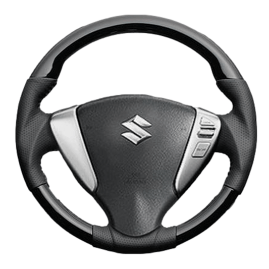 (ピアノブラック) ガングリップ ウッド×パンチング 本皮調 レザーステアリング ランディ C26 FEGGARI LS08CN-005