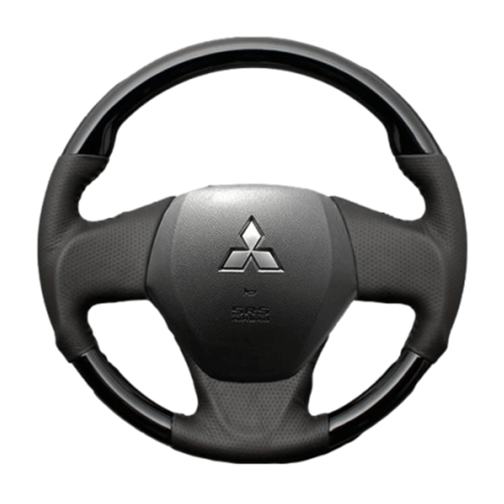 (ピアノブラック) ガングリップ ウッド×パンチング 本皮調ステアリング eKスペース / eKスペースカスタム B11A ガーニッシュ無車用 FEGGARI LS10CN-003