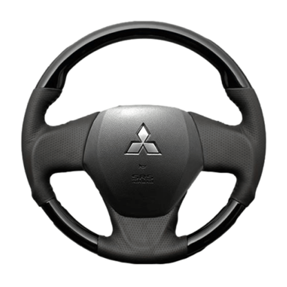 (ピアノブラック) ガングリップ ウッド×パンチング 本皮調ステアリング eKスペース / eKスペースカスタム B11A ガーニッシュ無車用 FEGGARI LS10CN-003