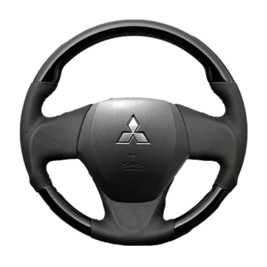 (ピアノブラック) ガングリップ ウッド×パンチング 本皮調ステアリング eKスペース / eKスペースカスタム B11A ガーニッシュ無車用 FEGGARI LS10CN-003