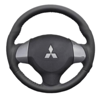 (ダークグレーレザー×ブラックステッチ) ガングリップ ウッド×パンチング 本皮調 レザーステアリング タウンボックス DS17W系 FEGGARI LS135LB-008