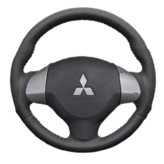 (ダークグレーレザー×ブラックステッチ) ガングリップ ウッド×パンチング 本皮調 レザーステアリング タウンボックス DS17W系 FEGGARI LS135LB-008