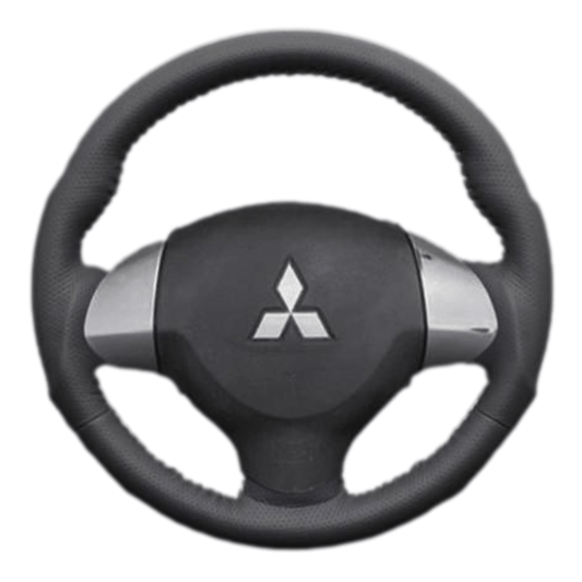 (ダークグレーレザー×レッドステッチ) ガングリップ ウッド×パンチング 本皮調 レザーステアリング タウンボックス DS17W系 FEGGARI LS135LR-008