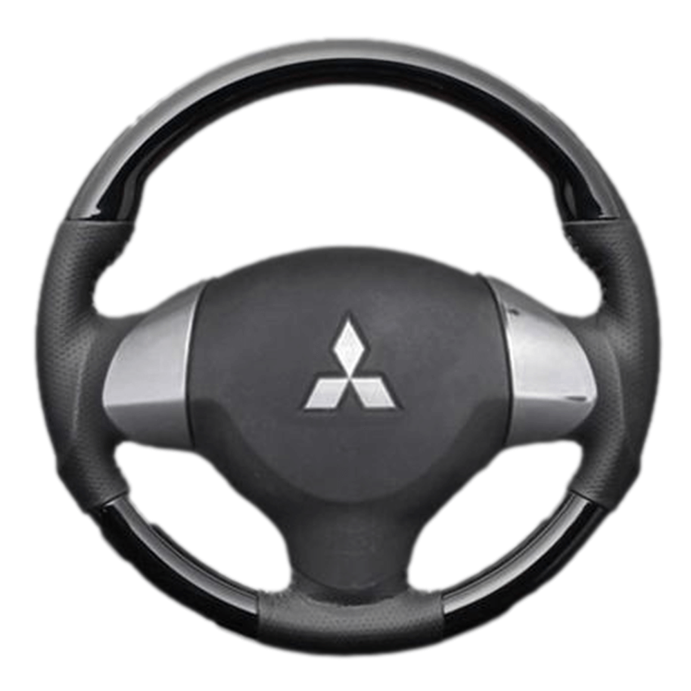 (ピアノブラック×ダークグレー) ガングリップ ウッド×パンチング 本皮調 レザーステアリング タウンボックス DS17W系 FEGGARI LS137-008