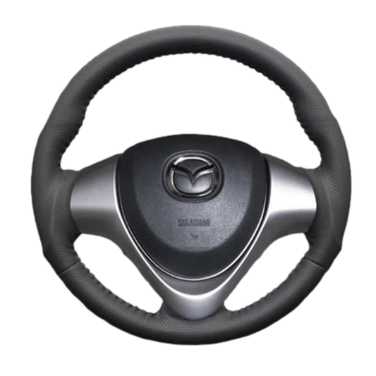 (ダークグレーレザー×ブラックステッチ) ガングリップ ウッド×パンチング 本皮調 レザーステアリング フレア MJ34S/44S系 FEGGARI LS135LB-010