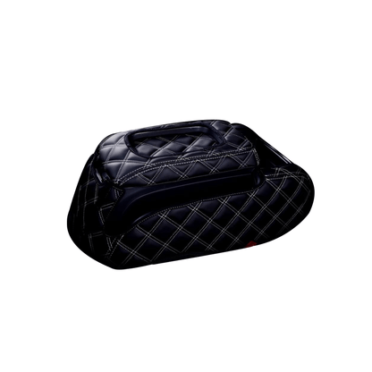 (ブラック×ホワイトキルト) コンソールBOXレザーカバー ハイエース / レジアスエース 200系 5型 標準車 S-GL用 FEGGARI CLCN-B-WQ-006
