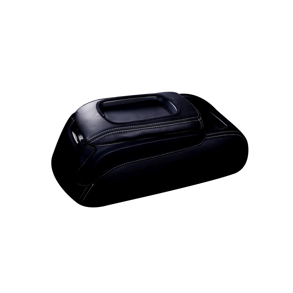 (ブラック×ホワイト) コンソールBOXレザーカバー ハイエース / レジアスエース 200系 5型 標準車 S-GL用 FEGGARI CLCN-B-WS-006