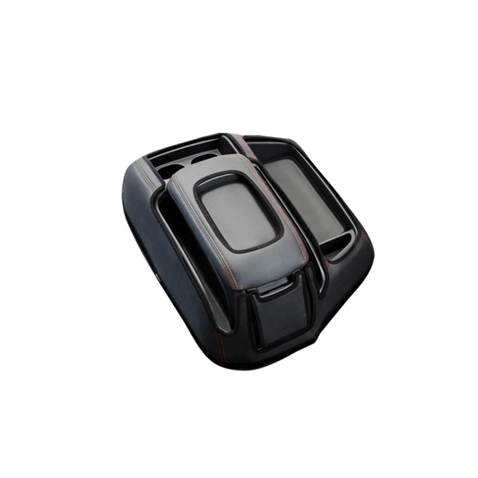 (ブラック×ホワイトキルト) コンソールBOXレザーカバー ハイエース / レジアスエース 200系 5型 ワイド車 S-GL用 FEGGARI CLCW-B-WQ-006