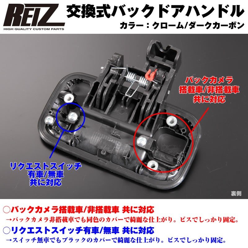 【カーボン】REIZ ライツ 交換式バックドアハンドル1P 新型ワゴン R スティングレー MH34 / 44 後期 （H26/8-）