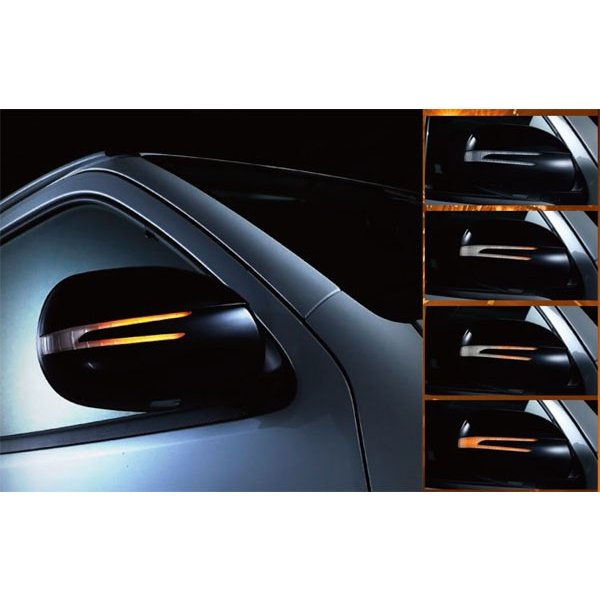 【青発光】流れるLEDドアミラーウィンカー ハイエース 200 系(1- 4型 ) 塗装済 ブラックマイカ(209) FEGGARI