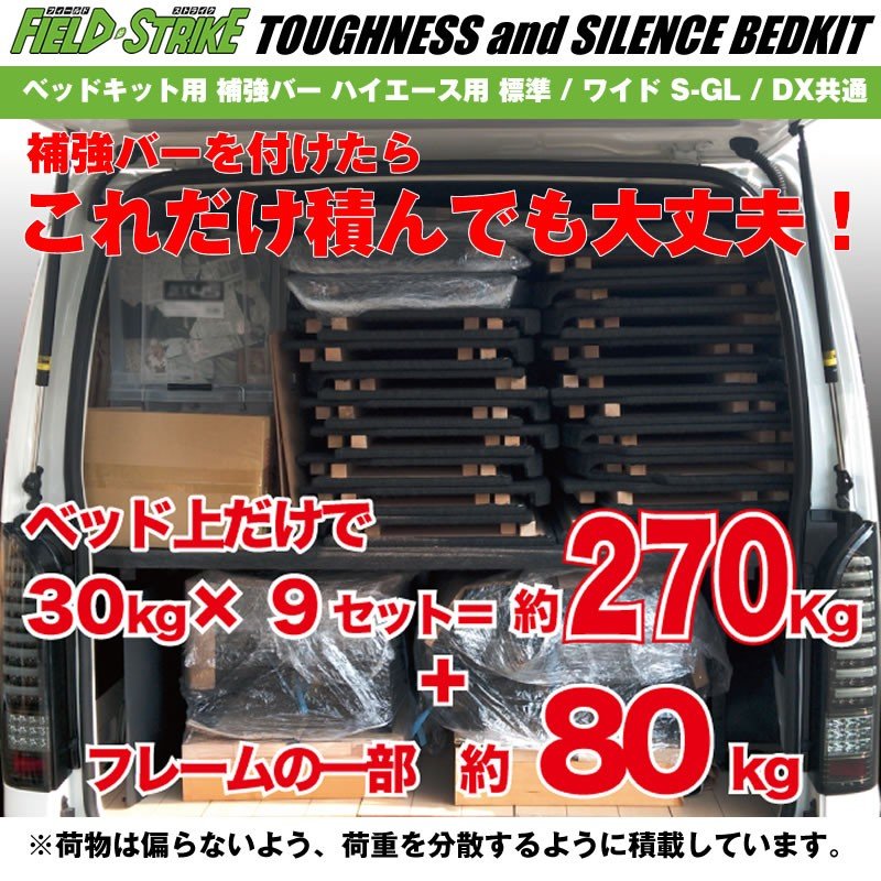 Field Strike ベッドキット用 補強バー ハイエース 用 4本 ワイドボディ用 S-GL / DX共通