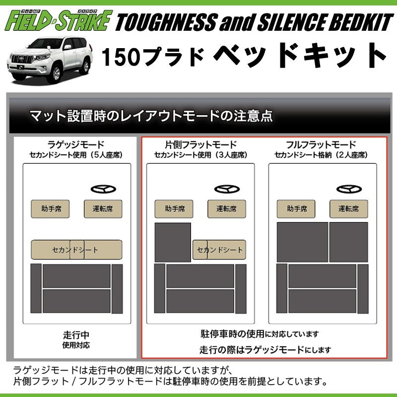 150プラド専用 日本製ラグジュアリーベッドキット(ブラック