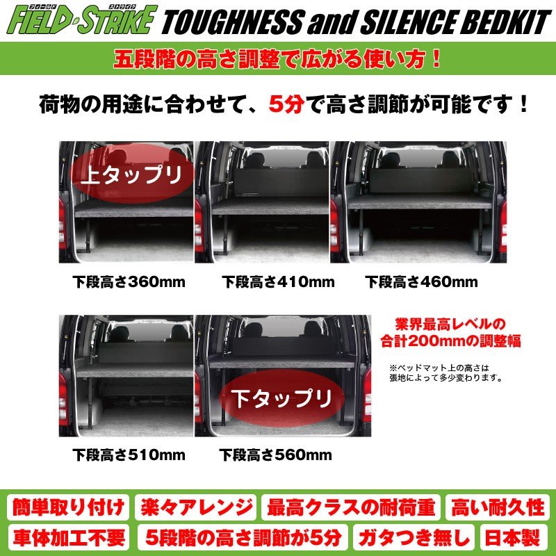 オートスライド無車用 キャラバン ベッドキット ラゲージ用 NV350 プレミアムGX (H24/6-) [パンチカーペットタイプ/ダークグレー] Field Strike