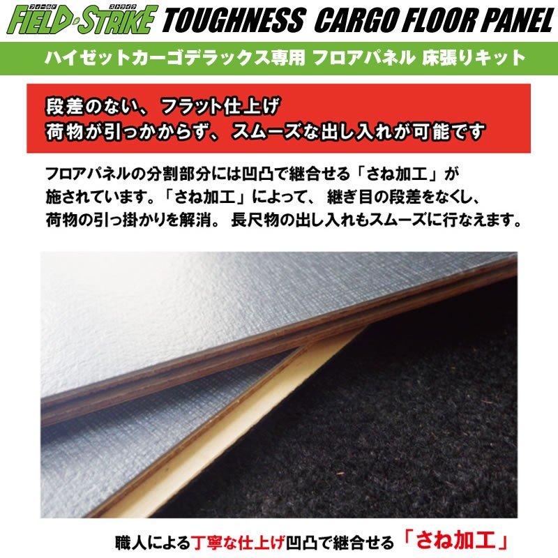 ハイゼットカーゴデラックス専用フロアパネル【荷室用 / 重歩行用ストーングレー】Field Strike 床張りキット 硬質マットタイプ カーゴフロアパネル 商用車