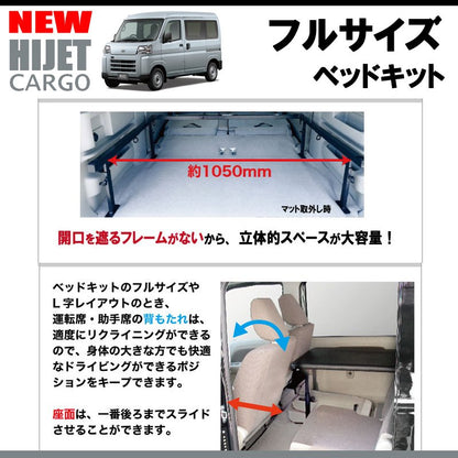 (パンチカーペットタイプ/ブラック)Field Strike フルサイズ ベッドキット 新型ハイゼットカーゴS700系 DXグレード (R3/12-)長さ1690mm