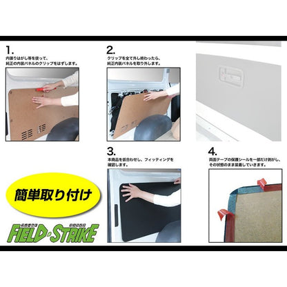 【ブラック】Field Strike レザーパネルボード5P ハイエース200系(H16/8-H25/11)4型不可 標準DX 5ドアヒーター有