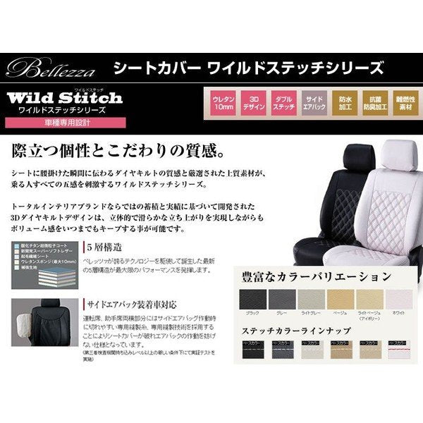 ライトグレー】Bellezza ベレッツァワイルドステッチシートカバー